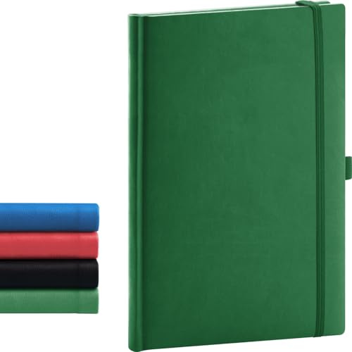 NOTIQUE Notizbuch Hardcover Journal 15x21cm 192 Seiten mit Gummiband Grün | Gepunktetes Notizheft und Tagebuch mit Stifthalter bietet als Bullet Journal A5 Platz für kreative Skizzen oder Notizen.