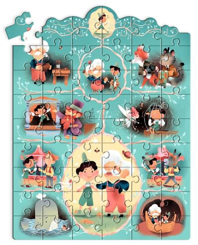 Djeco Puzzle Pinocchio - Holzspielzeug - 54 Teile FSC Mix