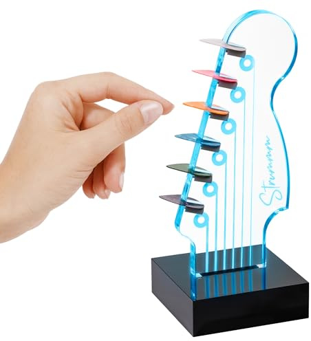 Light Up Guitar Pick Holder – 7-Color Changing LED Pick Storage Display & Night Light – USB Powered Novelty Room Decor, Holds 6 Picks – Cool Guitar Gift for Men, Musicians & Guitarists