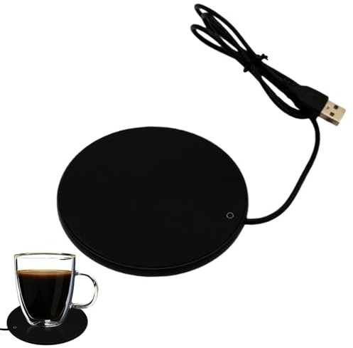 1PCS Coffee Mug Warmer USB Mug Warmer Coffee Cup Warmer with LED Backlit Display Portable Thermostatic Coaster for Home Office Heat Plate USB Heating (Black)