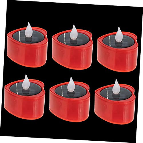 POPETPOP 6pcs Outdoor Solar Powered Candle Light Led Tealight Solar Tea Lights for Garden Home Decor