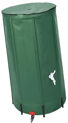 perfk Barile Pieghevole Verde per Raccolta Pioggia, Comodo Riempimento E Versamento del Prato da Giardino con Serbatoio di Stoccaggio dell'Acqua con