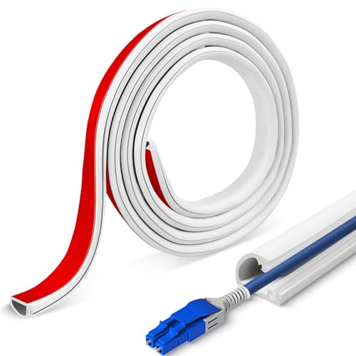 3M Minikabelkanäle Selbstd Weiß Flexibler Semicircular Kabelkanal für Wand und Boden Kabelabdeckung Kabelschacht zur Kabelorganiation in Haus, Büro Schule