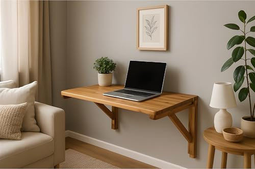 SAM Wand-Klapptisch Hannah | 75 x 50 x 45 cm | Akazienholz massiv | Farbe: Natur | geölte Oberfläche | platzsparender Wandtisch/Laptoptisch | ideal als Holztisch für Küche, Esszimmer & Home-Office