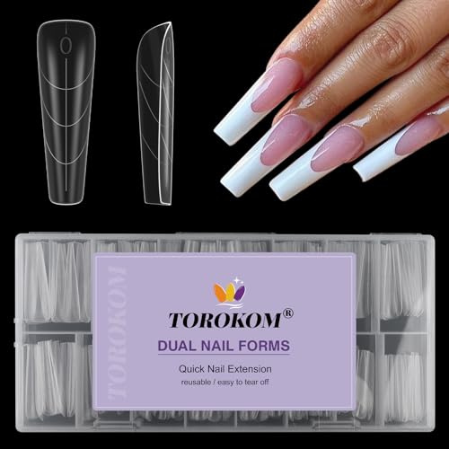TOROKOM 150 PCS 15 Tamaño Doble Formas de Uñas para la Extensión Rápida de Uñas de Gel, Moldes de Uñas de Nail para el Constructor de Extensión de Uñas de Nail Art Design Salon & DIY