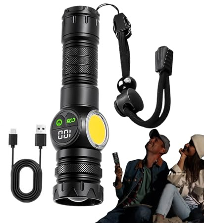 Lampes de poche portatives, lampe de poche multifonction, dragonne de 4,2 x 17 cm, batterie , lampe de poche légère pour le travail, la tente, le camping, la randonnée, la pêche et une