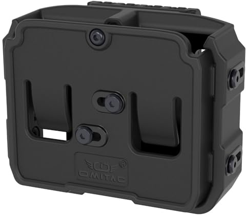 Porta caricatori universale doppio per caricatori da 9 mm, 10 mm, calibro .357, .40, .45 calibro doppio e singolo, clip da cintura a sgancio rapido in polimero | ritenzione regolabile | ambidestro