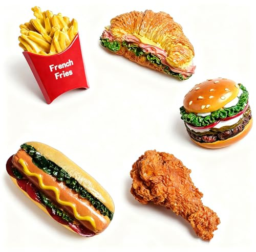 5 Pcs Cute Food Fridge Magnets - Strong Funny Refrigerator Magnets for Kitchen Home Office Decor,Adorable Magnets for Whiteboard & Blackboard,Non-Toxic Collectible Souvenir Gifts for Kids Adults