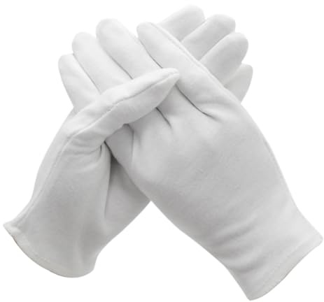 Hoement 6 paia Guanti in Cotone Bianco Protettivi e Leggeri per Lavoro Giardinaggio Salone e Ispezione Riutilizzabili e Confortevoli