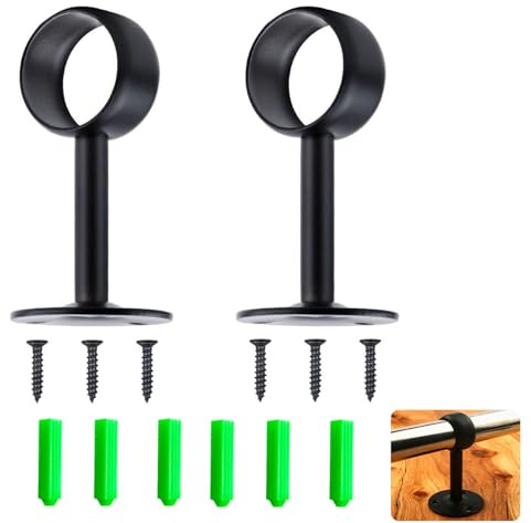 Kahaybeall 2 PCS Supports de Tringle à Rideaux en Métal Noir pour Plafond, Support Tringle Rideaux de 33 mm de Diamètre Intérieur avec Vis de Montage pour Une Installation Facile