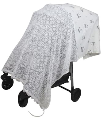 Housse légère en coton et polyester brodé pour poussettes - Protection solaire multifonction - Couverture pour bébé - Pare-soleil