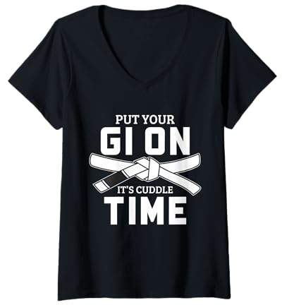 Femme Jiu Jitsu Mettez Votre Gi on It's Cuddle Time BJJ T-Shirt avec Col en V
