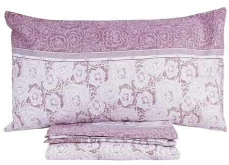 SaRani Completo Lenzuola Letto Singolo in Flanella di Cotone con Motivo Floreale (Rosa, Singolo)