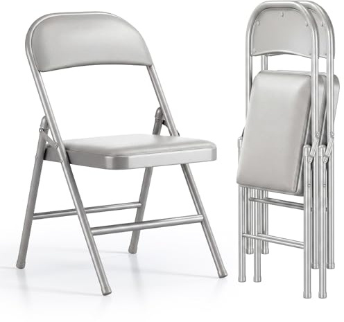Asdsed Klappstuhl 2er Set, Klappstuhl Gepolstert bis 158KG Tragfähigkeit, Klappstühle mit Starker Stahlrahmen für Zuhause und Büro, Camping, Innen- und Außenveranstaltungen, Grau
