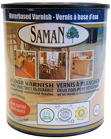 SamaN Interior Water Based Varnish with Aluminum Oxide – Crystal Clear Wood Finish – Semi-Gloss Finish – 160-051-1L – 1 Quart / 946 ml