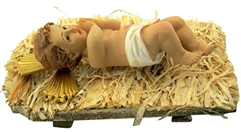 Infant Jesus Christ in Crib 2 Piece Resin Christmas Nativity Statue, 7 Inch