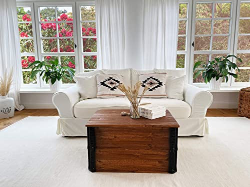 Uncle Joe´s baúl Oscuro Mesa baúl Mesa Estilo Vintage Shabby Chic de Maciza de Madera en Color marrón con Espacio y Tapa Caja de Madera Mesa Auxiliar rústico Salón Mesa Mesa de Madera Color Nogal
