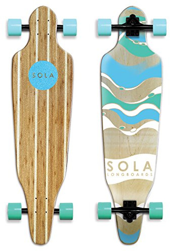 SOLA Bamboo Premium Graphic Design Complete Longboard Skateboard - 36 to 38 inch (Wave)