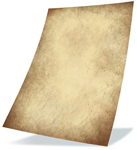 50 Stück Altes Papier 100g/qm DIY DIN A4 Antik Briefpapier beidseitig Druck Kommunion, Papierrolle für Landkarte, Kinder Schatzsuche, Historische Einladungen, Auszeichnungen - DEUTSCHE HERSTELLUNG