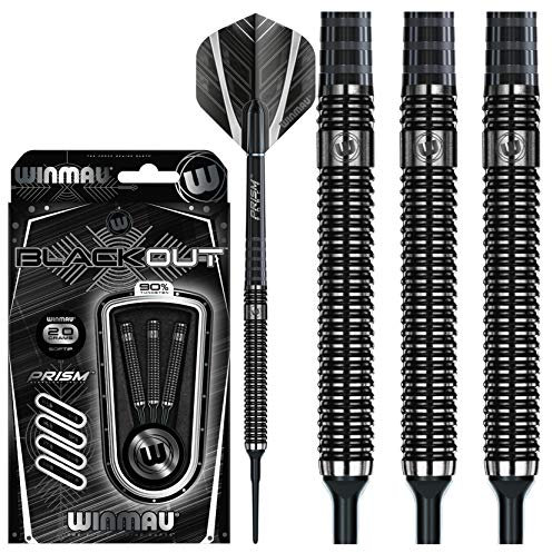 WINMAU Blackout 20g Softip Profi Wolfram Dartpfeile Set mit Flights und Schäfte