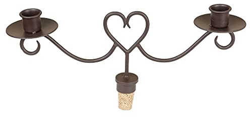 Cast Iron Heart Bottle Stopper with Candle Holder | Vintage Style, Love Heart Design, Taper Candle Holder, Dinner Candle Holder, Recycled Metal, Cast Iron