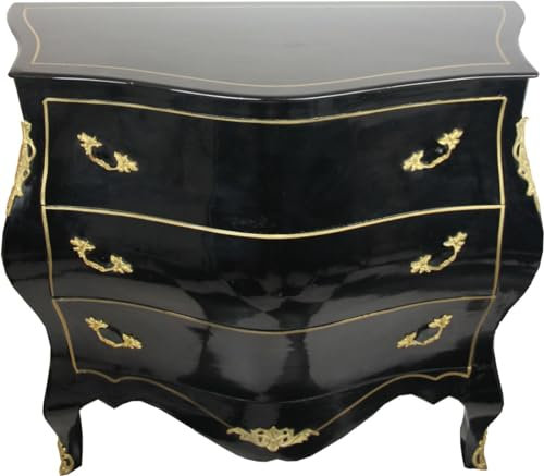 Casa Padrino Comò Barocco Nero/Oro Larghezza 120 cm - Mobili in Stile Antico