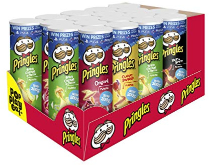 Pringles Party Mix | Chips Mix Box | 18 Dosen mit 4 verschiedenen Sorten (18 x 185g)