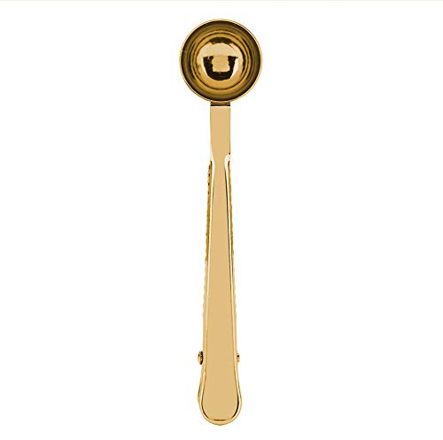 2-in-1 Kaffeelöffel mit Klammer Messlöffel aus rostfreiem Stahl mit Siegelbeutelclip Teelöffel Messlöffel Beutelverschlußclip