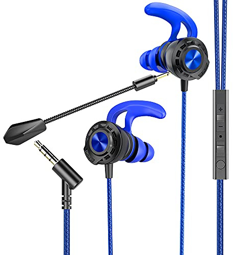 BENGOO G16 - Auricolari da gioco cablati con doppio microfono, con cancellazione del rumore, cuffie in-ear per computer, iPhone PlayStation 4 e 5, Super Nintendo, Sony PSP