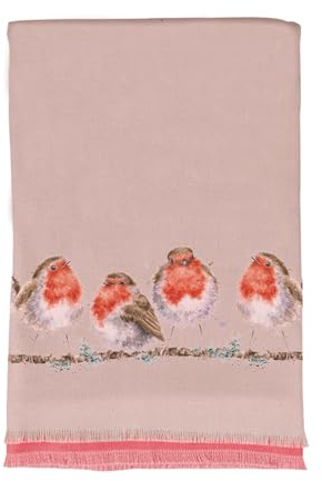 Wrendale Designs – vinterhalsduk, Taupe – Robin, en storlek
