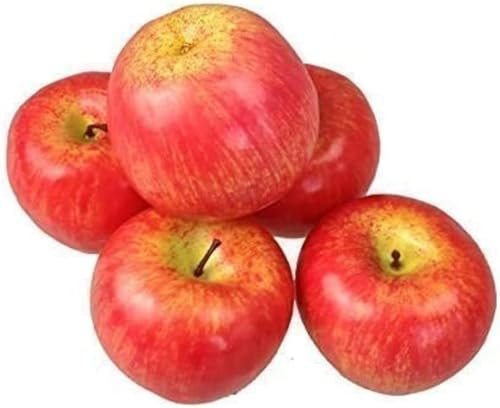 GMMH Künstlicher Deko Apfel, 5 Stück (Rot, 20-40 g/St) Lebensechtes Plastikobst, Äpfel Plastikfrucht, Kunstobst, Frucht, Dekoration, Schaufenster, Haushalt, Küche, Party, Hotel, 5 Pack