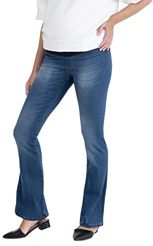MAMAJEANS Catania – Umstandsjeans Damen, Regular Fit Umstands-Bootcut-Jeans für die Schwangerschaft - Made in Italy (M - 38, Dunkel)