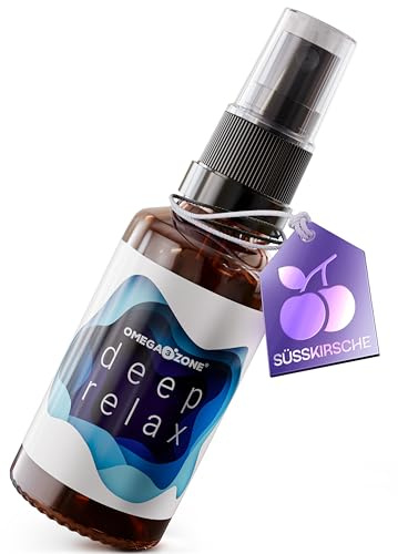 omega3zone Deep Relax Melatonin Spray mit Ashwagandha | Kirschgeschmack | Melatonin mit Vitamin B Komplex | Schlaf Spray ohne Alkohol und Zuckerzusätze für entspannte Nächte