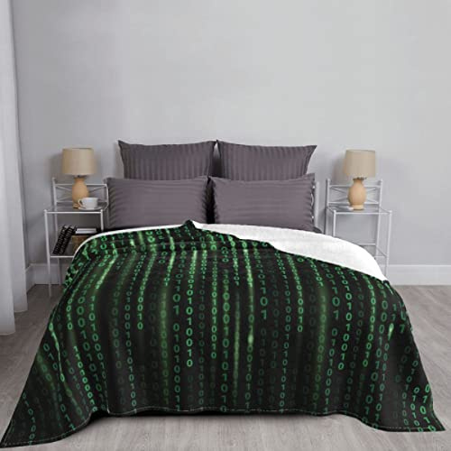 Binärcode Hintergrund Matrix Code Decke Tagesdecke Bett Plaid Decke Musselin Plaid Doppeldecke Sommer Tagesdecke,150*200Cm