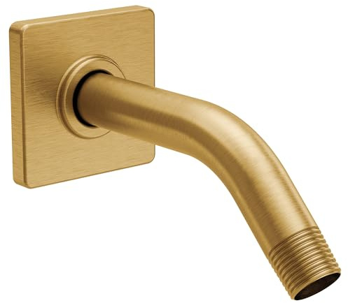 Moen S133BG 8-Inch Standard Shower Arm with Modern Square Flange, Brushed Gold