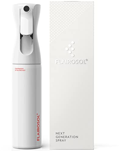 FLAIROSOL, The Original, Spray Bottle for Hair, Face, Tanning and More, Ultra Fine Continuous Mist with 1001 uses. Trusted by Professionals. Patented Technology. 300ml, White Bottle, Coral Print