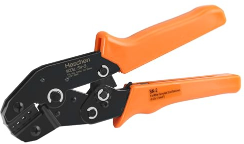 Heschen Mini Ratsche Crimpzange, SN-2, Verwendbar für 0,25-1,5mm² (24-16 AWG) Nicht isolierte Tabs und Rezeptakeln, Orange