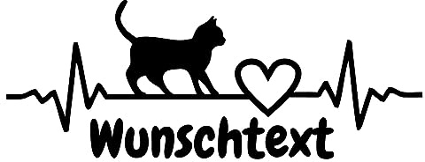 KLEBEKÖNIG Katze Herzschlag Wunschtext Autoaufkleber Katzen Sticker für Auto Anhänger LKW Katzenmotiv Deko Aufkleber Vinyl Autoaufkleber