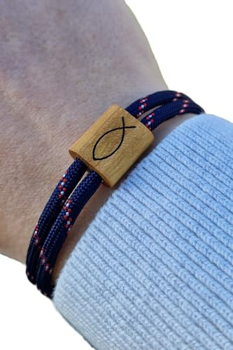 Gravur Holz Armband, Kommunion, Konfirmation, Firmung, Surfer Armband, personalisiertes Armband, Holz, Fisch, Armband graviert