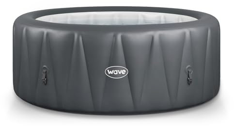 Wave Atlantic 4-Person Inflatable Hot Tub | Integrated Eco Heater | 110 Aquajet Massage System | Anti-Freeze Protection | Quick 15-Minute Setup | Dark Grey