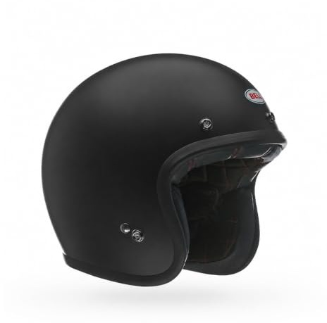 Bell Custom 500 Solid ECE – Motorradhelm ECE Zertifiziert – Vintage Helm – Fiberglas Helm – Ionic+Padding – Fiberglas Composite Shell – Matte Black, Größe: XL