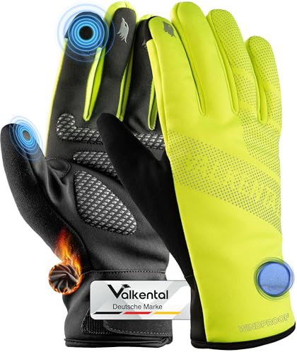 Valkental® Gants de vélo imperméables avec Isolation 3M | Rembourrés et antidérapants | Gants d'hiver et Gants de mi-Saison [Hommes & Femmes] avec Fonction Tactile GloRider V2