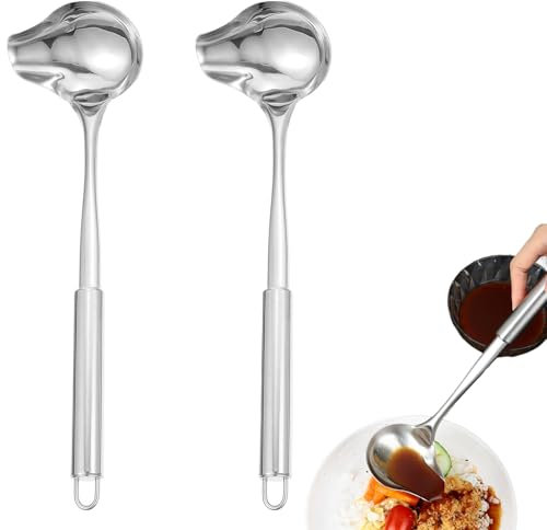 2 Stück Edelstahl Suppenkelle, Soßenkelle, Saucenlöffel, 30.2cm Soßenlöffel Mit Ausgießer, Klein Für Suppensoßen, Bratensoßen, Dressings, Küche, Kochwerkzeug