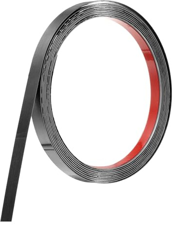 QUARKZMAN Baguette de Finition Murale 10 Pieds x 0,4 Pouce Noir Brossé | en Acier Inoxydable, Baguette de Miroir Auto-Adhésive, Baguette Métallique à Coller, pour Mur Plafond