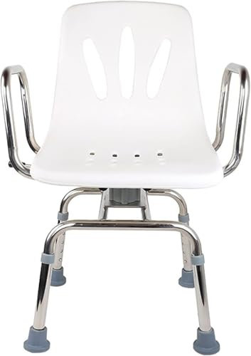 Silla de ducha giratoria de altura ajustable con reposabrazos y respaldo para ancianos y discapacitados, taburete de baño para bañera (hasta 150 kg)
