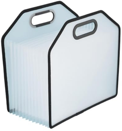 KiBcsLic Carpeta de Archivos Expandible con Asa Organizador de en Acordeón para Extractos Bancarios, Blanco