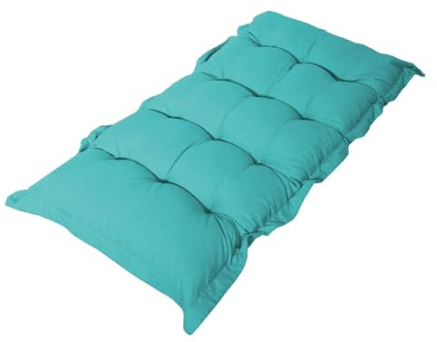 Colchón de Suelo - Gran cojín de Suelo Acolchado Ultra cómodo - Futón de algodón para Pared, Banco, Tumbona -Uso Interior y Exterior - 120x60cm, Grosor 10cm - Déco Arts (Azul Caribe, 120x60cm)