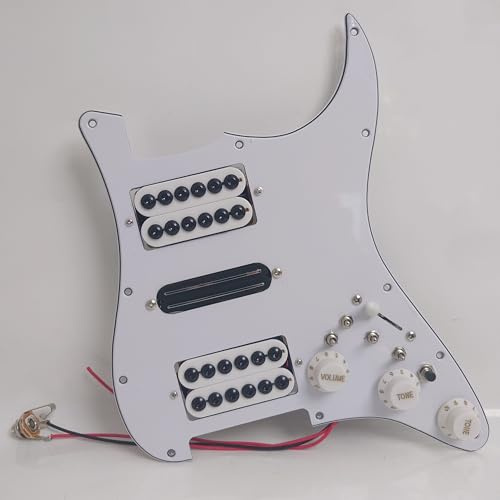 Vorverdrahtetes Gitarren-Schlagbrett, geladene Spule, HSH Humbucker-Tonabnehmer-Set für Fender USA/Mexiko Stratorcast-E-Gitarren, Ersatzteile (weiß)