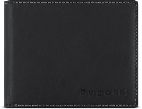bugatti Passion RFID Geldbörse aus echtem Leder, RFID-Portemonnaie Querformat, Wallet für Herren, schwarz