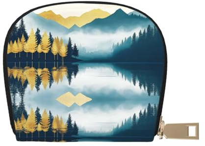 DFJMASFKOL Mountains Leather Bag Birds Wallet Landscape Card Pack New Parents - Pediatrician and Pharmacy Cards 9X11CM
